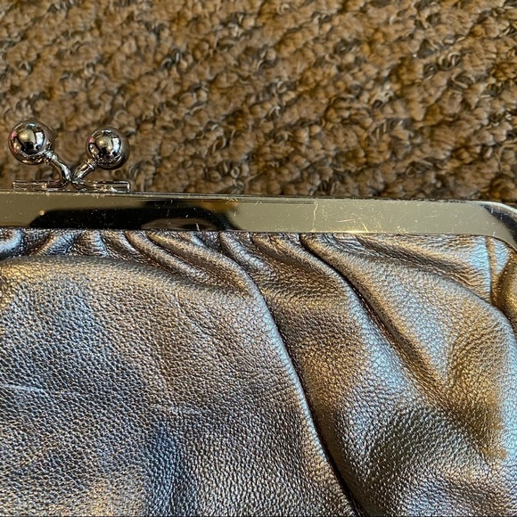 EXPRESS Metallic Gold Genuine Leather Clutch Purse 5”x9” - Picture 4 of 5